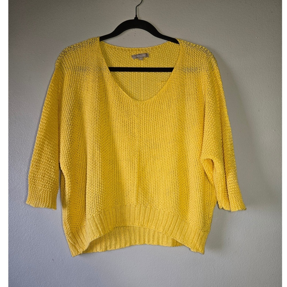 Carina Ricci Yellow Open Knit Sweater Made in Italy Medium Lightweight
